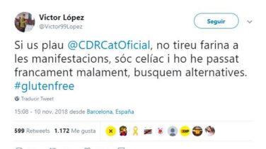 Revolución sin gluten: un celíaco pide a los CDR que no tiren harina en las manifestaciones