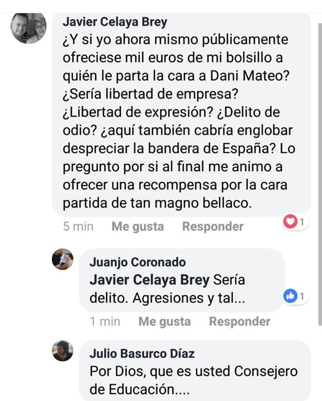El consejero de Educación de Ceuta, primo de Rajoy: "¿Y si ofreciese mil euros a quien le parta la cara a Dani Mateo?"