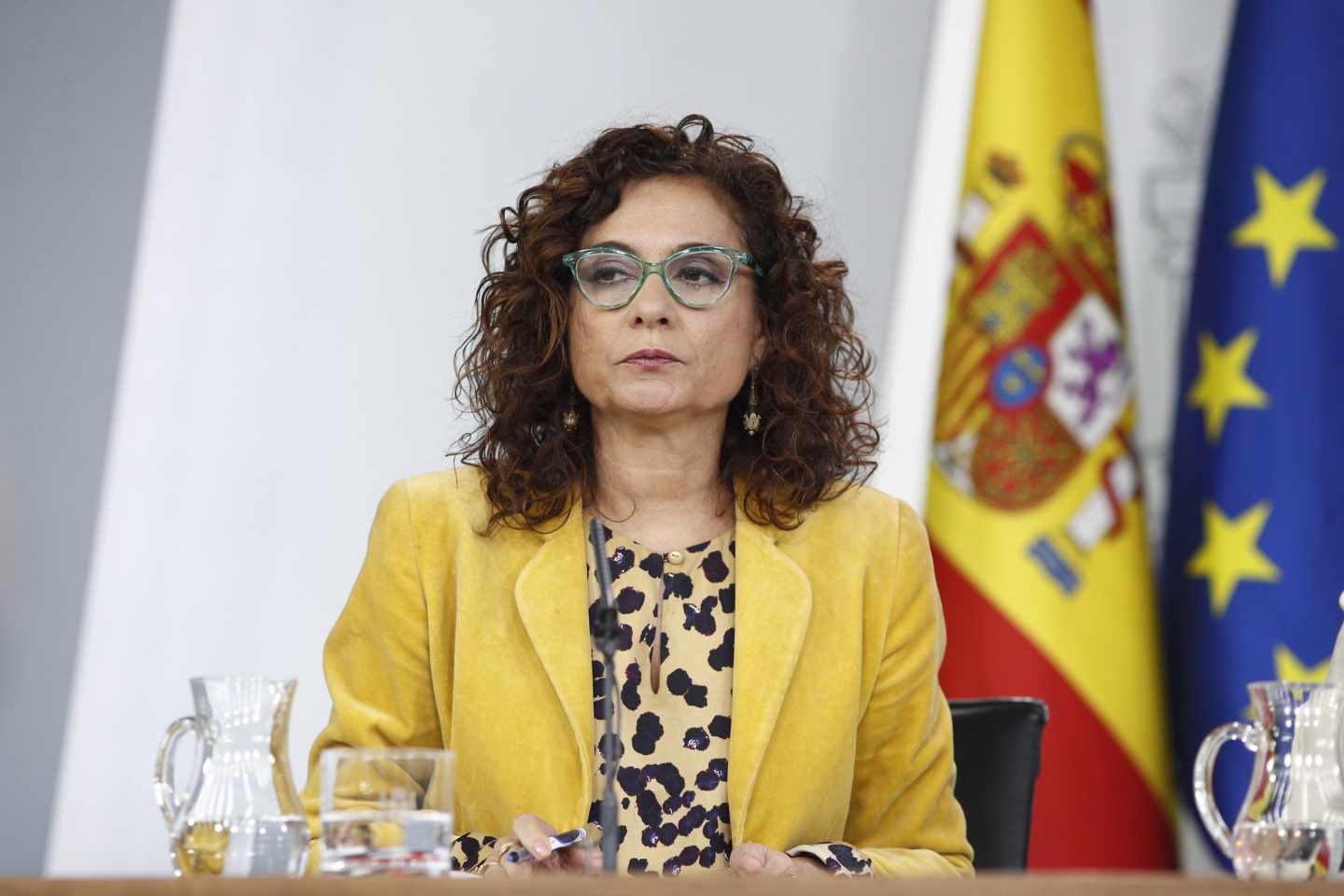 La ministra de Hacienda, María Jesús Montero, en rueda de prensa tras el Consejo de Ministros.