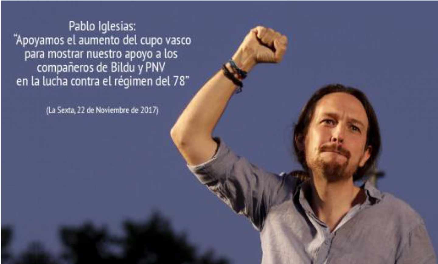 Imagen difundida en un chat de Ciudadanos con una cita falsa sobre Pablo Iglesias.