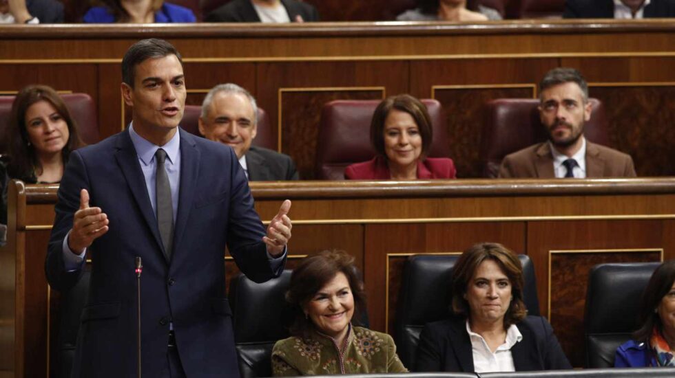 Pedro Sánchez en la sesión de control del Congreso.