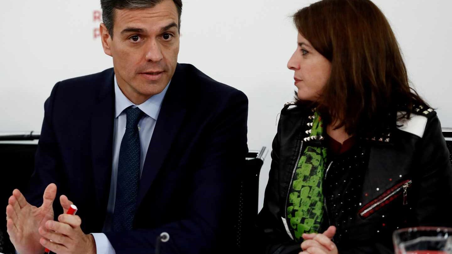 Pedro Sánchez y Adriana Lastra, en Ferraz.