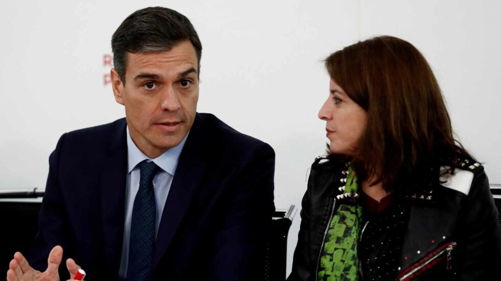 Pedro Sánchez y Adriana Lastra, en Ferraz.