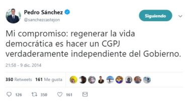 Hemeroteca: cuando Sánchez defendía que los partidos "dejen de proponer candidatos" al CGPJ