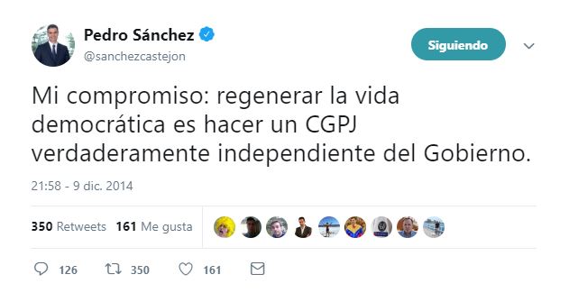 Hemeroteca: cuando Sánchez defendía que los partidos "dejen de proponer candidatos" al CGPJ