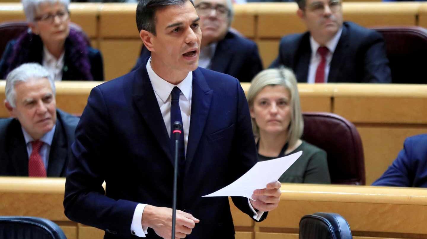 El presidente del Gobierno, Pedro Sánchez, en el Senado.