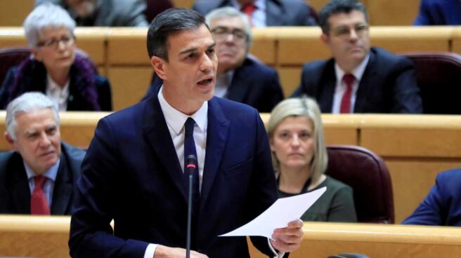 El presidente del Gobierno, Pedro Sánchez, en el Senado.