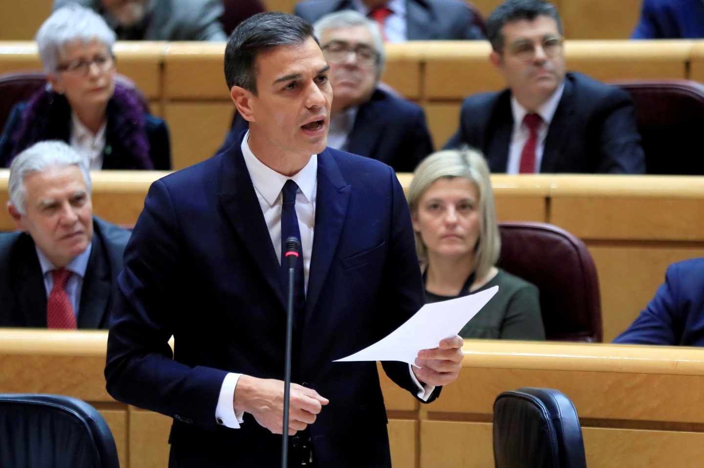 El presidente del Gobierno, Pedro Sánchez, en el Senado.