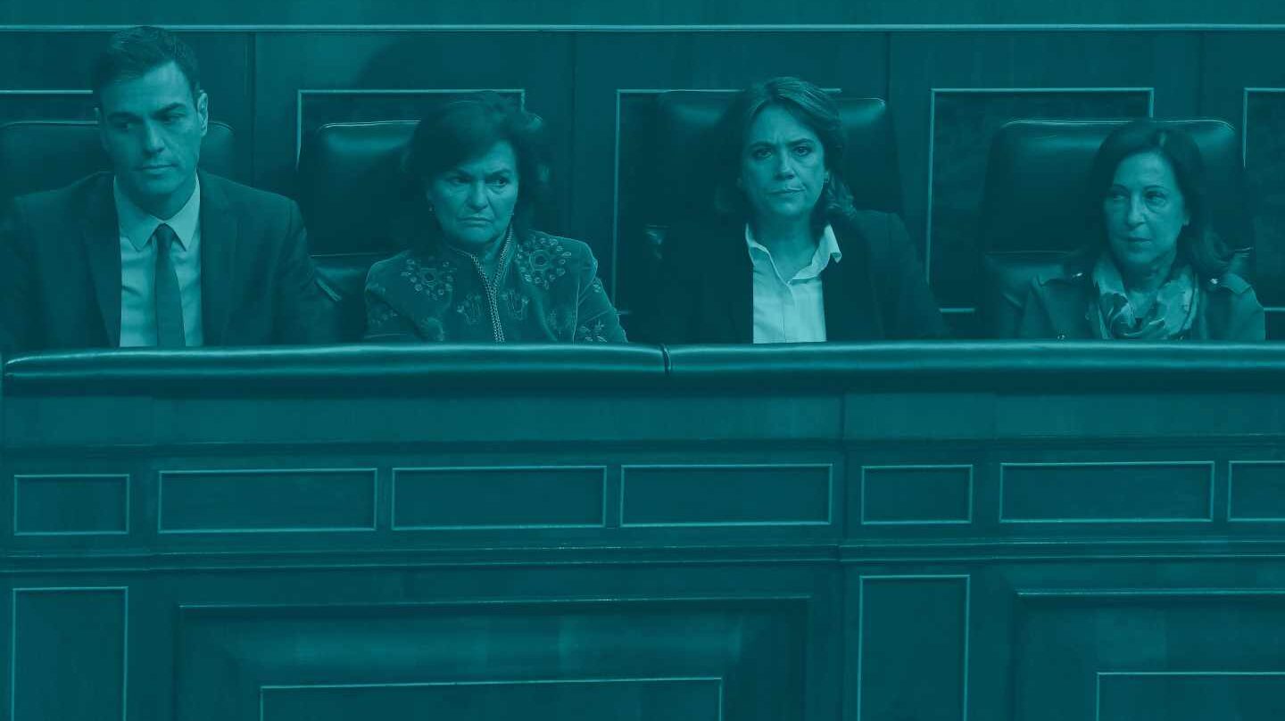 Pedro Sánchez, Carmen Calvo, Dolores Delgado y Margarita Robles.