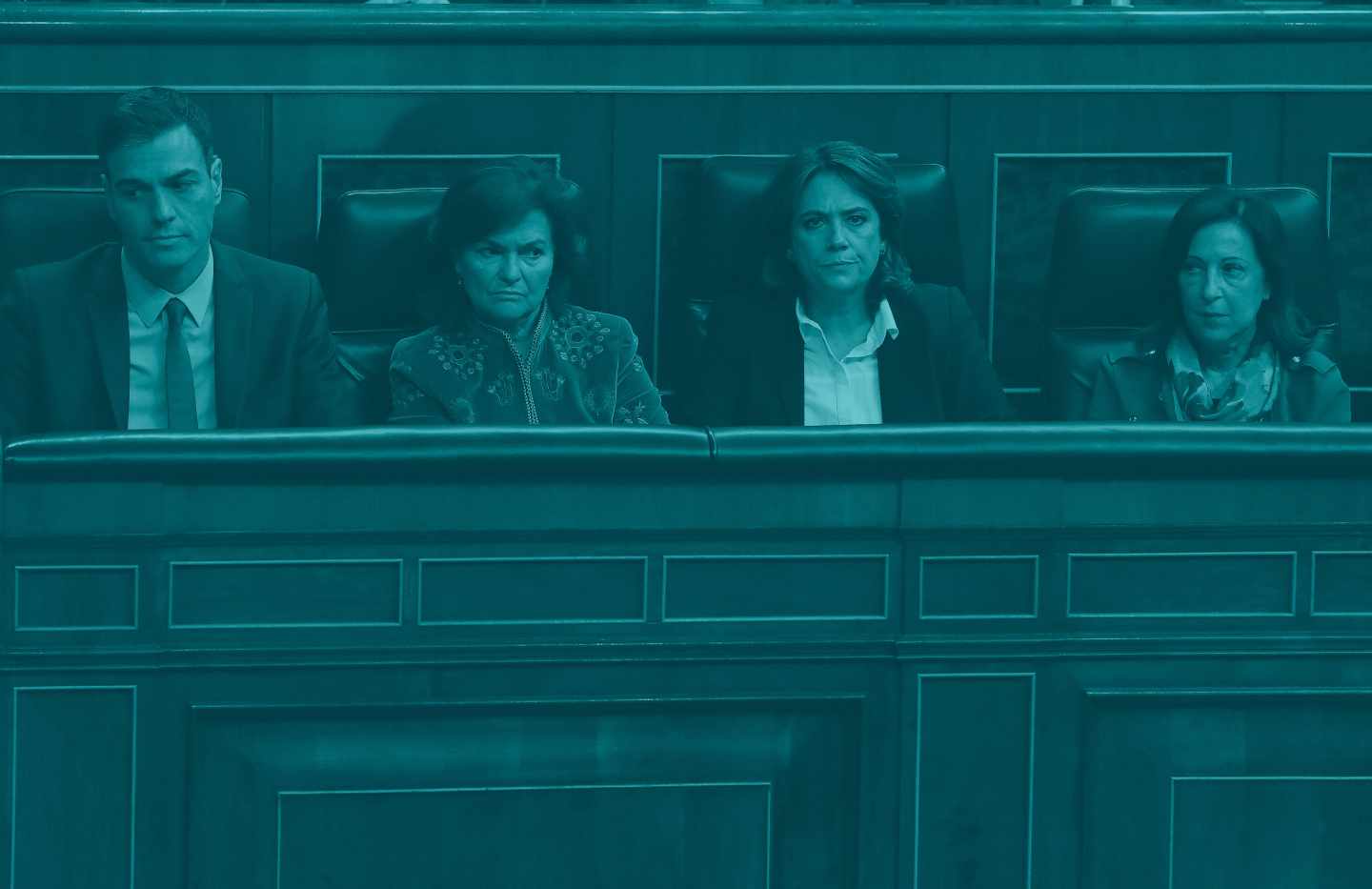 Pedro Sánchez, Carmen Calvo, Dolores Delgado y Margarita Robles.