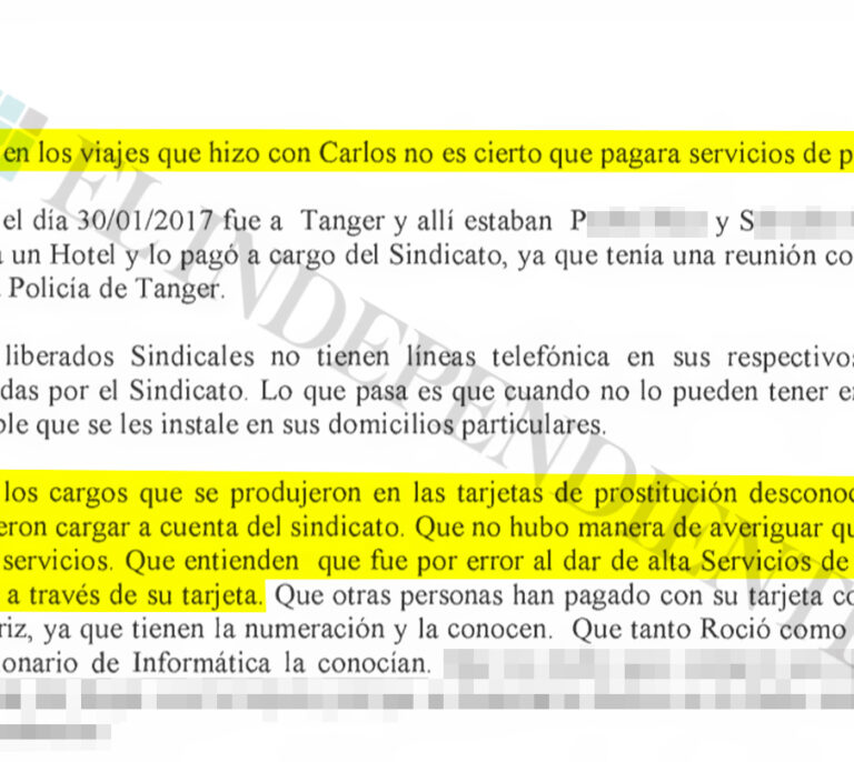 El líder de la UFP reconoce que el sindicato pagó a prostitutas pero no sabe cómo ocurrió