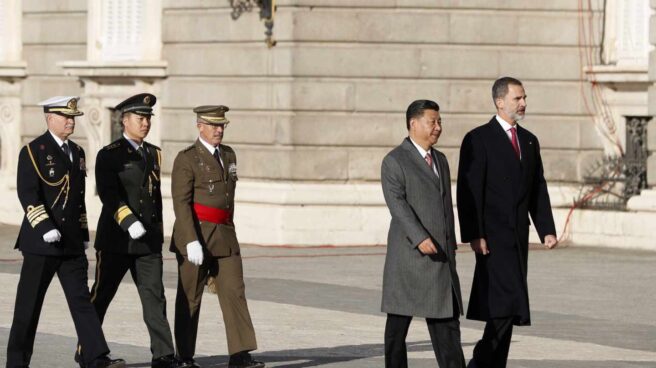 Xi Jinping y Felipe VI, durante la recepción real al presidente de China.