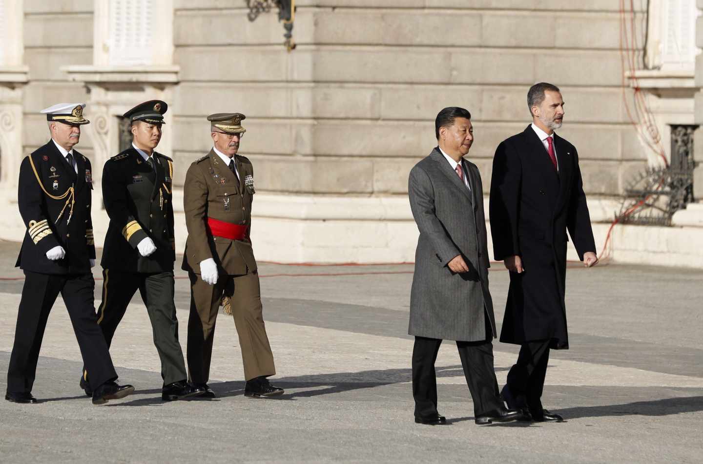 Xi Jinping y Felipe VI, durante la recepción real al presidente de China.