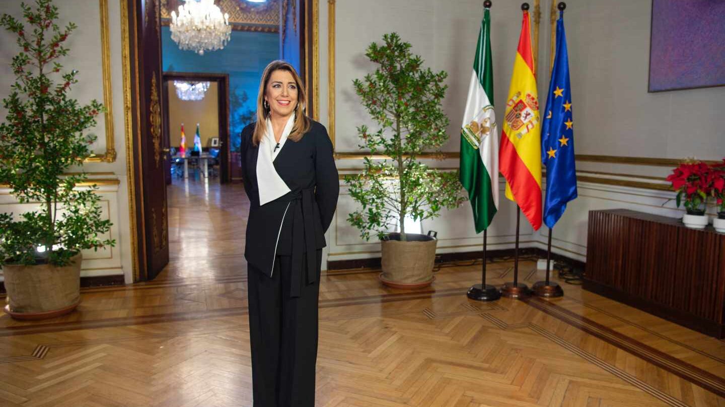 Susana Díaz, durante su mensaje de fin de año como presidenta en funciones de la Junta de Andalucía.