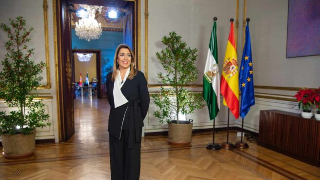 Susana Díaz, durante su mensaje de fin de año como presidenta en funciones de la Junta de Andalucía.