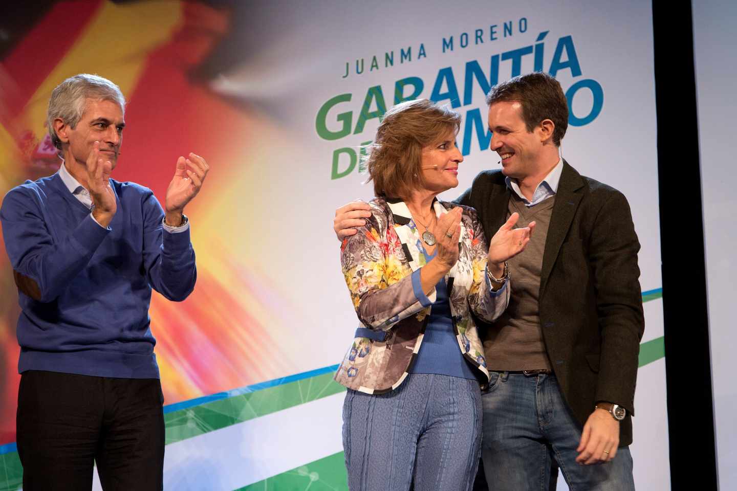 Suárez Illana y Casado junto a Esperanza Oña en un acto de campaña en Andalucía