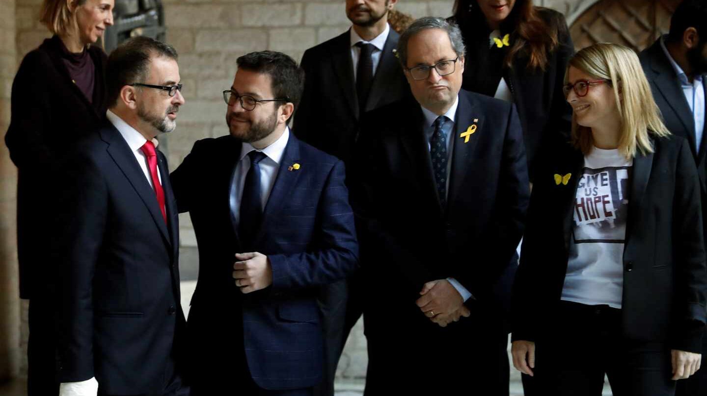 Bosch, Aragonés, Torra y Artadi, en el Palau de la Generalitat.
