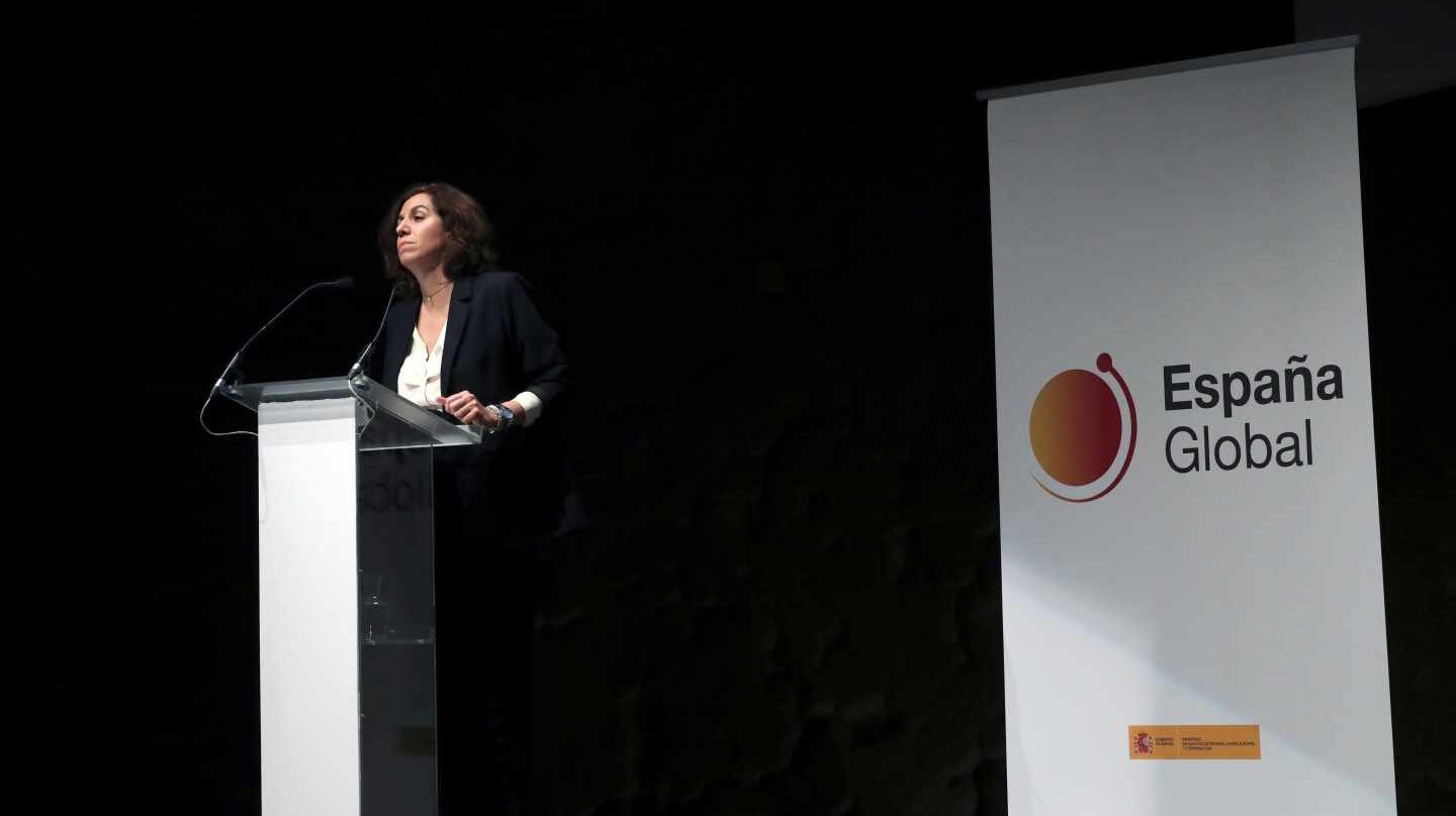 La secretaria de Estado de la España Global, Irene Lozano, durante su intervención en la presentación del vídeo "This is the real Spain".