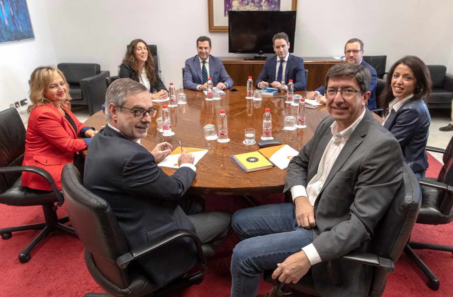 Reunión de PP y Ciudadanos en el Parlamento andaluz.