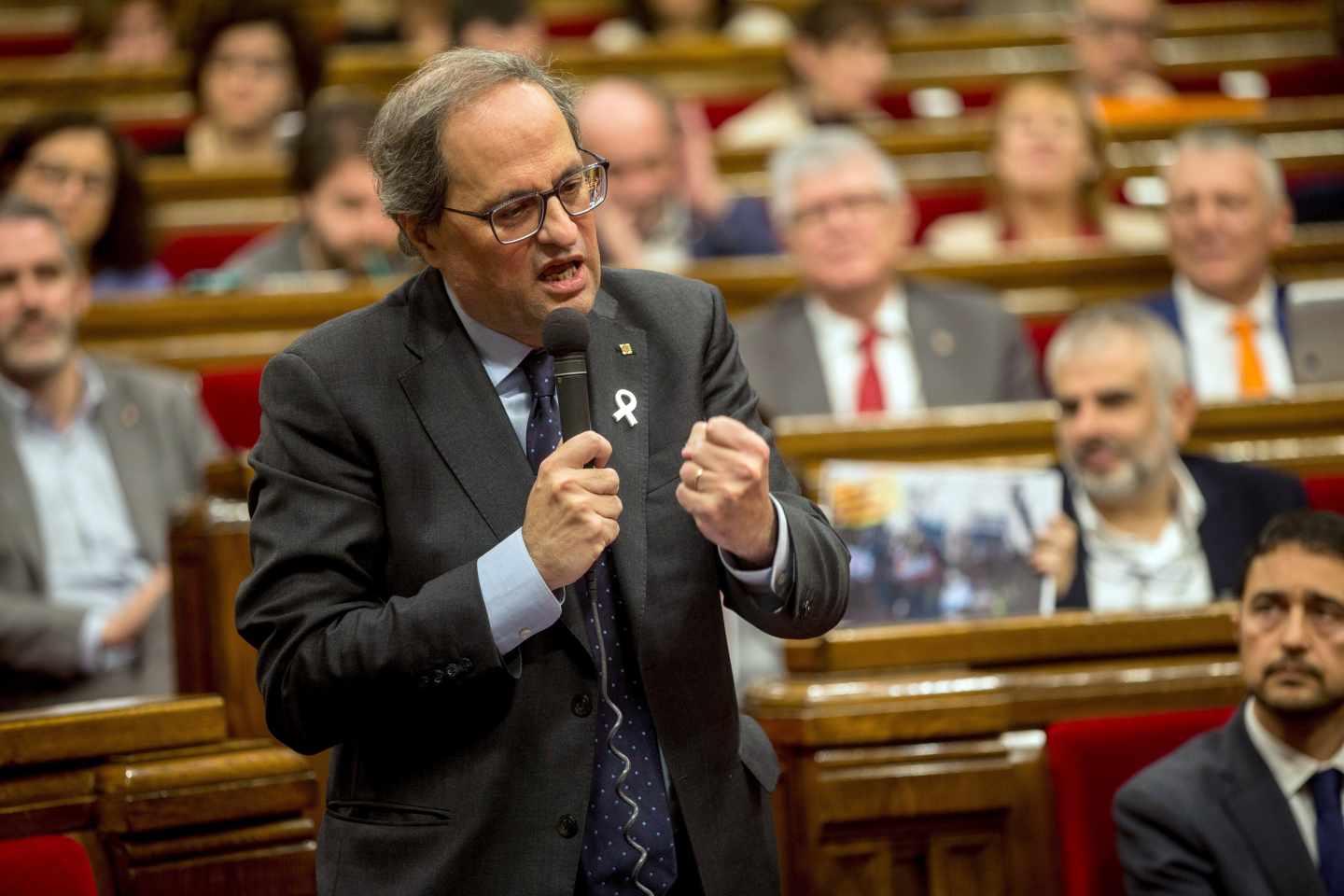 Quim Torra, presidente de la Generalitat, en el Parlament.