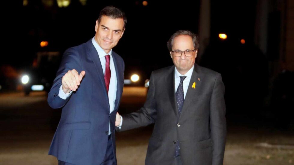 Sánchez y Torra, juntos en Pedralbes.