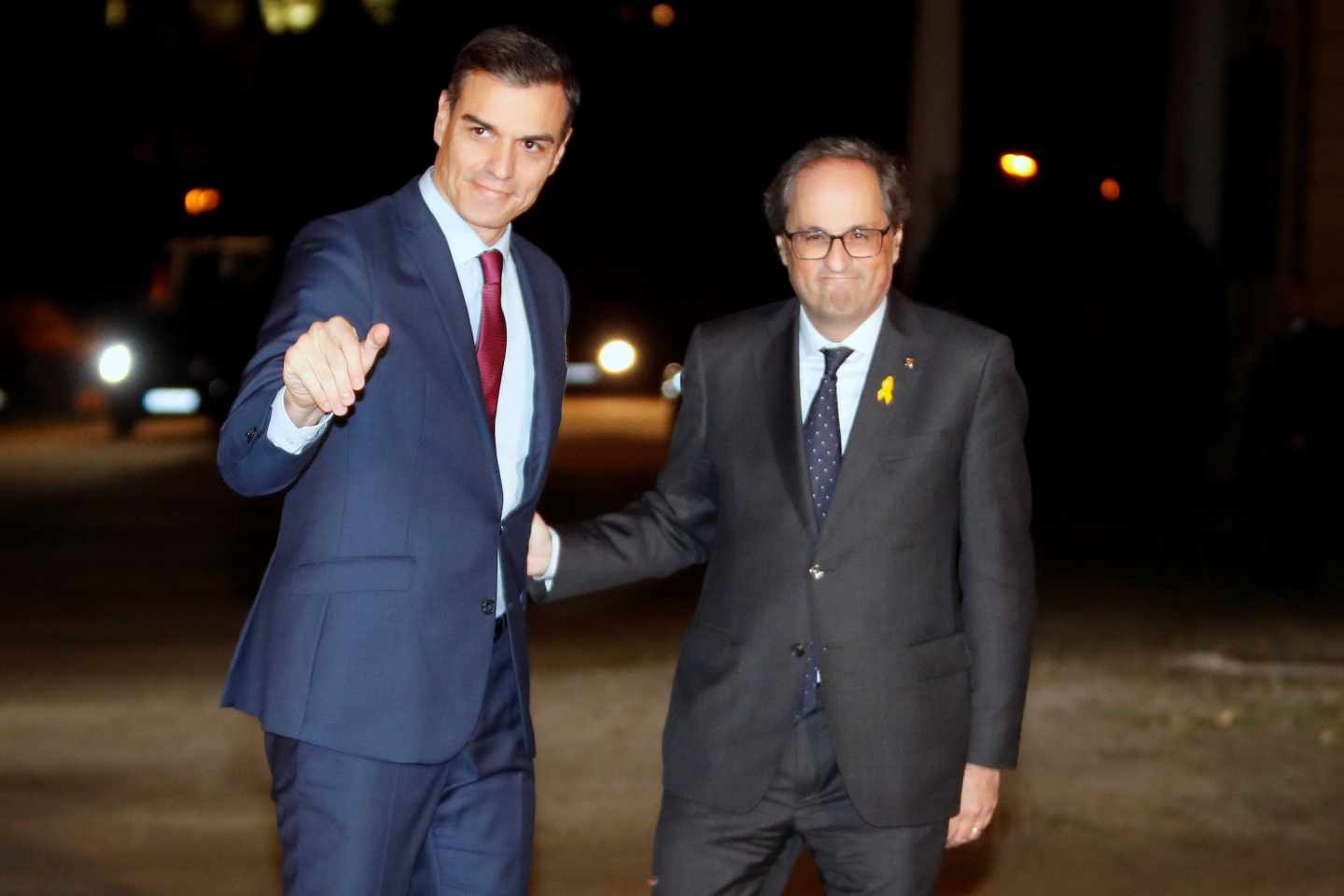 Sánchez y Torra, juntos en Pedralbes.