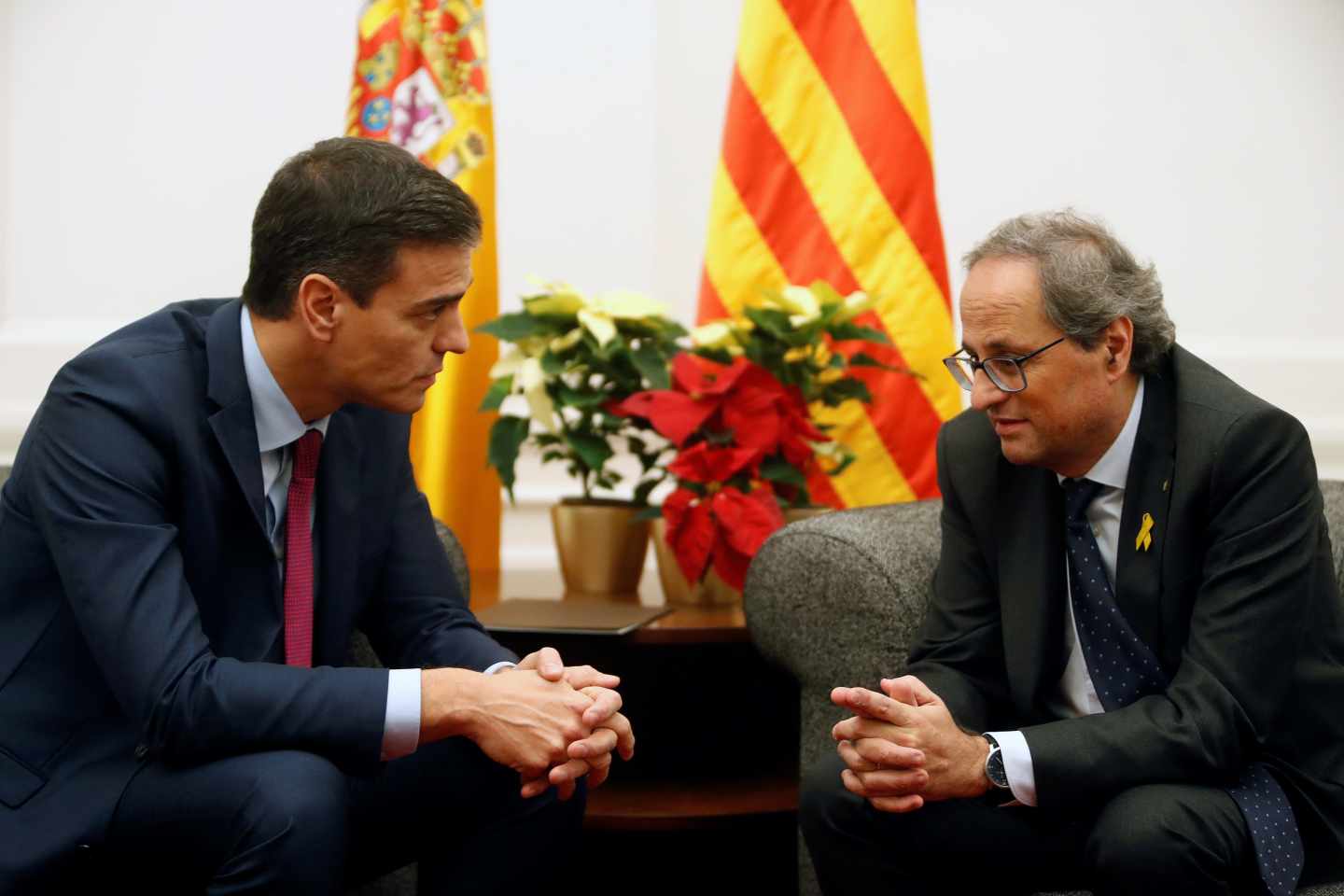 Sánchez y Torra, juntos en Pedralbes.