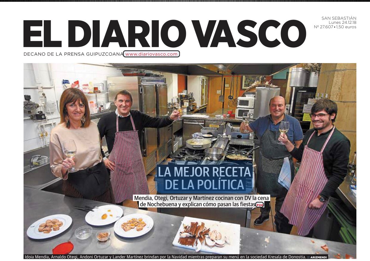 Portada de 'El Diario Vasco' donde aparecen Otegi y Mendia.