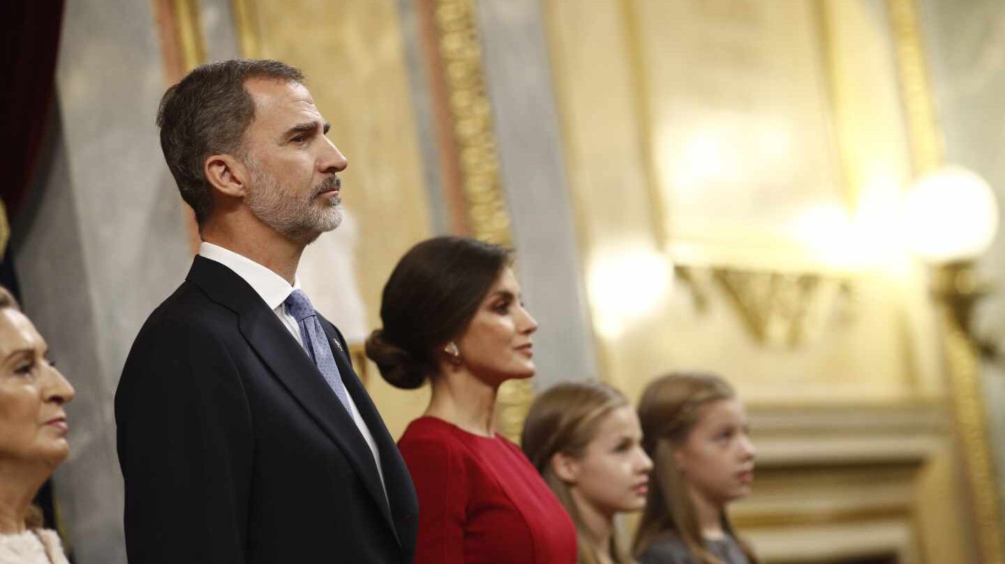 El Rey Felipe VI, junto a la Reina Letizia, en la solemne conmemoración del 40 aniversario de la Constitución.