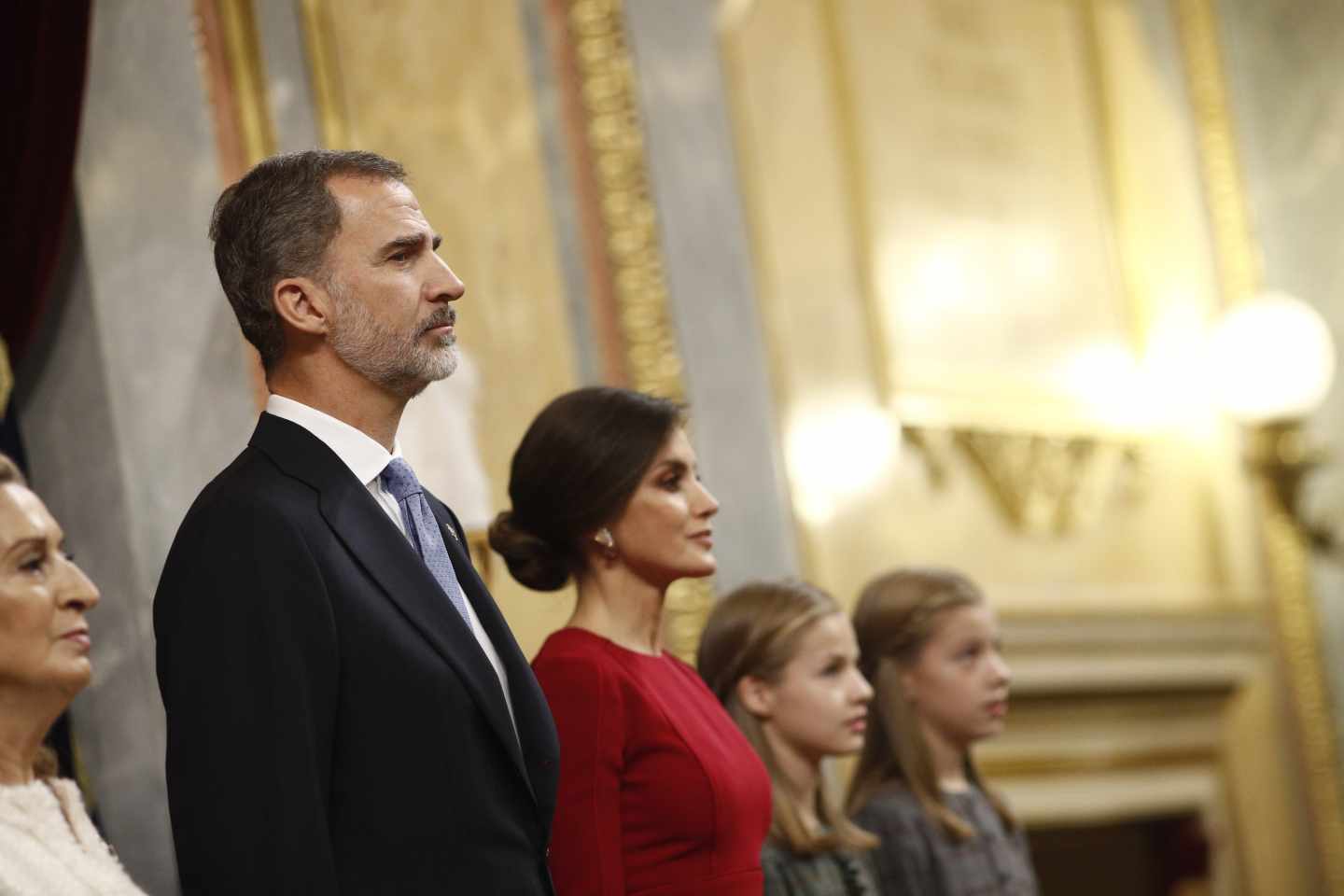 El Rey Felipe VI, junto a la Reina Letizia, en la solemne conmemoración del 40 aniversario de la Constitución.