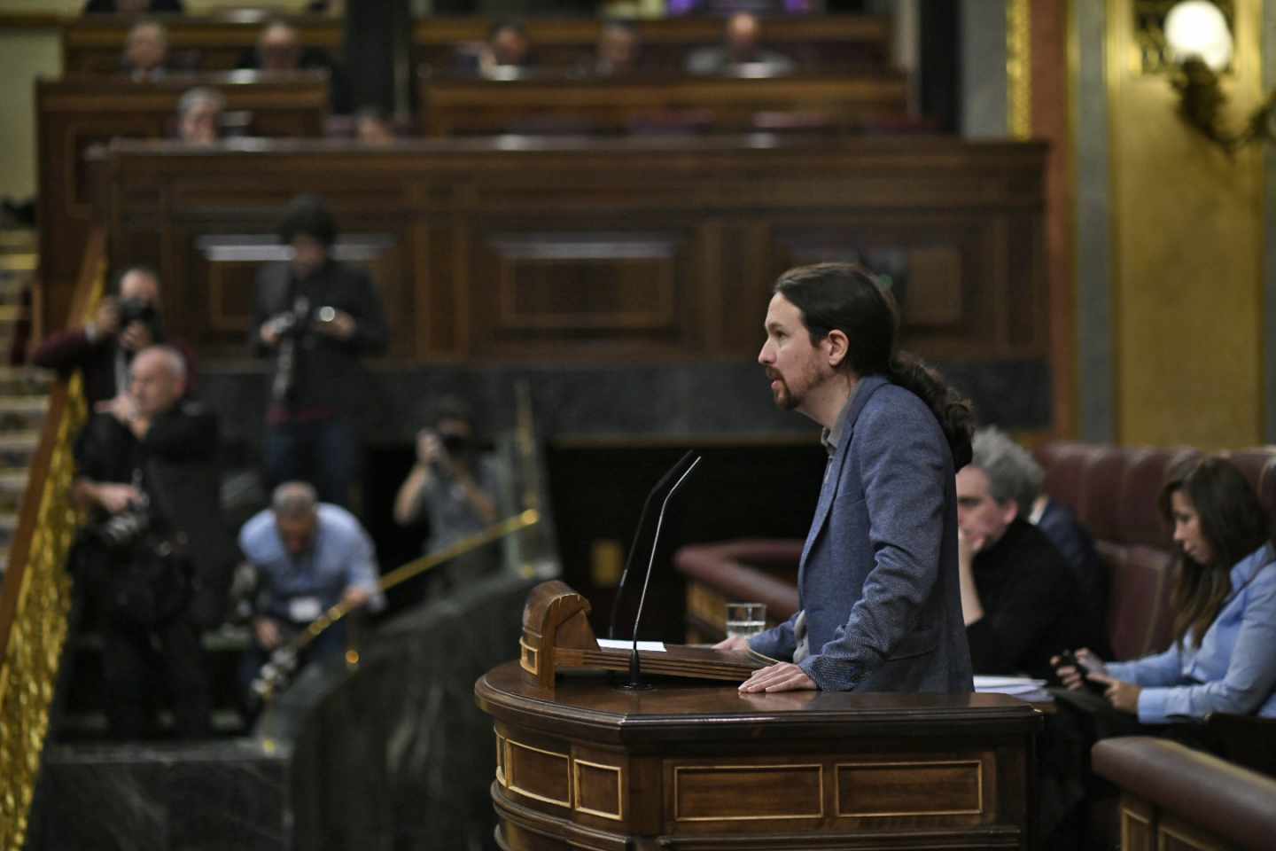 Pablo Iglesias, en la tribuna del Congreso.