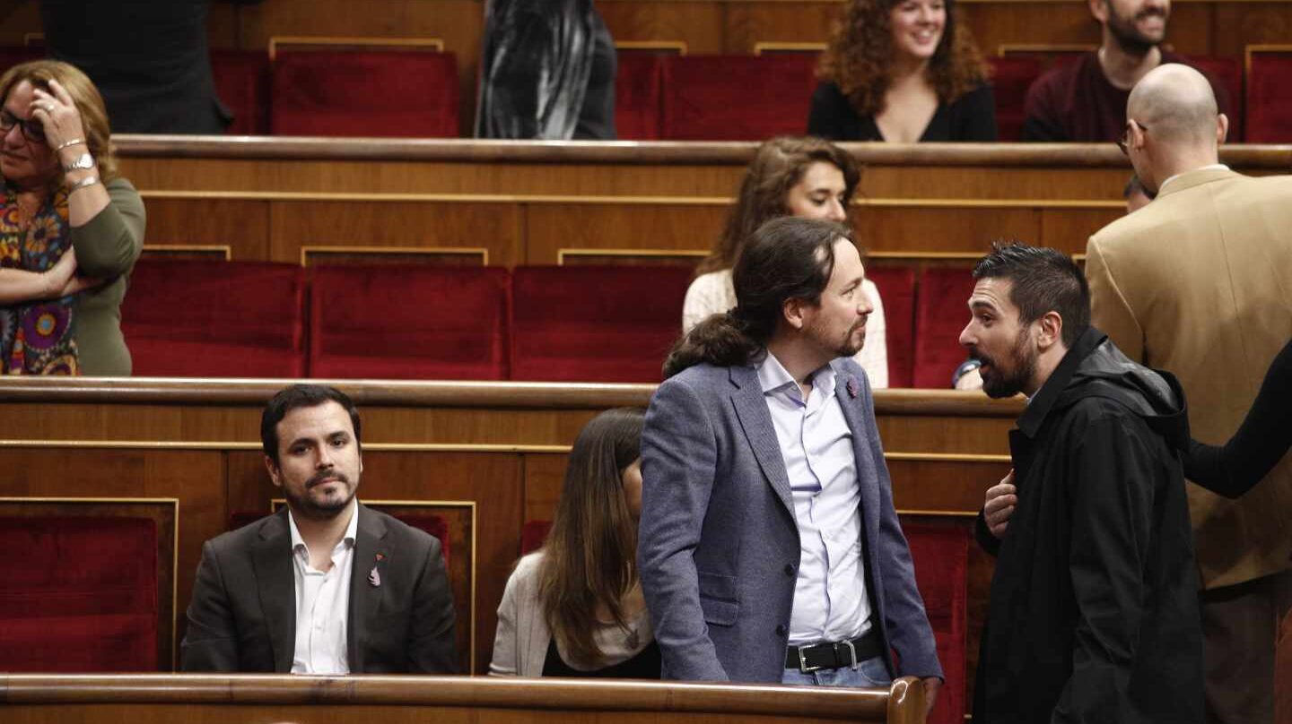 El líder de Podemos, Pablo Iglesias, en el Congreso el acto solemne conmemorativo del 40 aniversario de la Constitución.