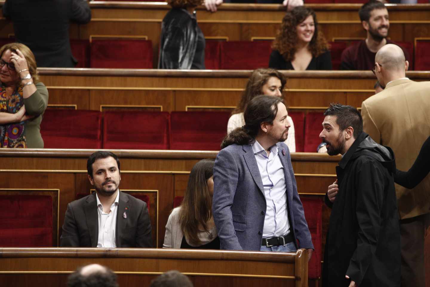 El líder de Podemos, Pablo Iglesias, en el Congreso el acto solemne conmemorativo del 40 aniversario de la Constitución.