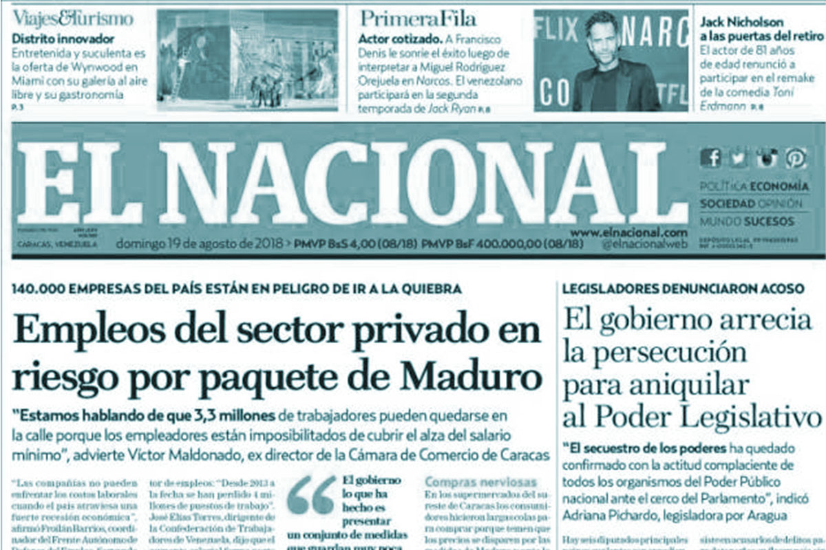 Hoy deja de publicarse la edición en papel de El Nacional de Venezuela