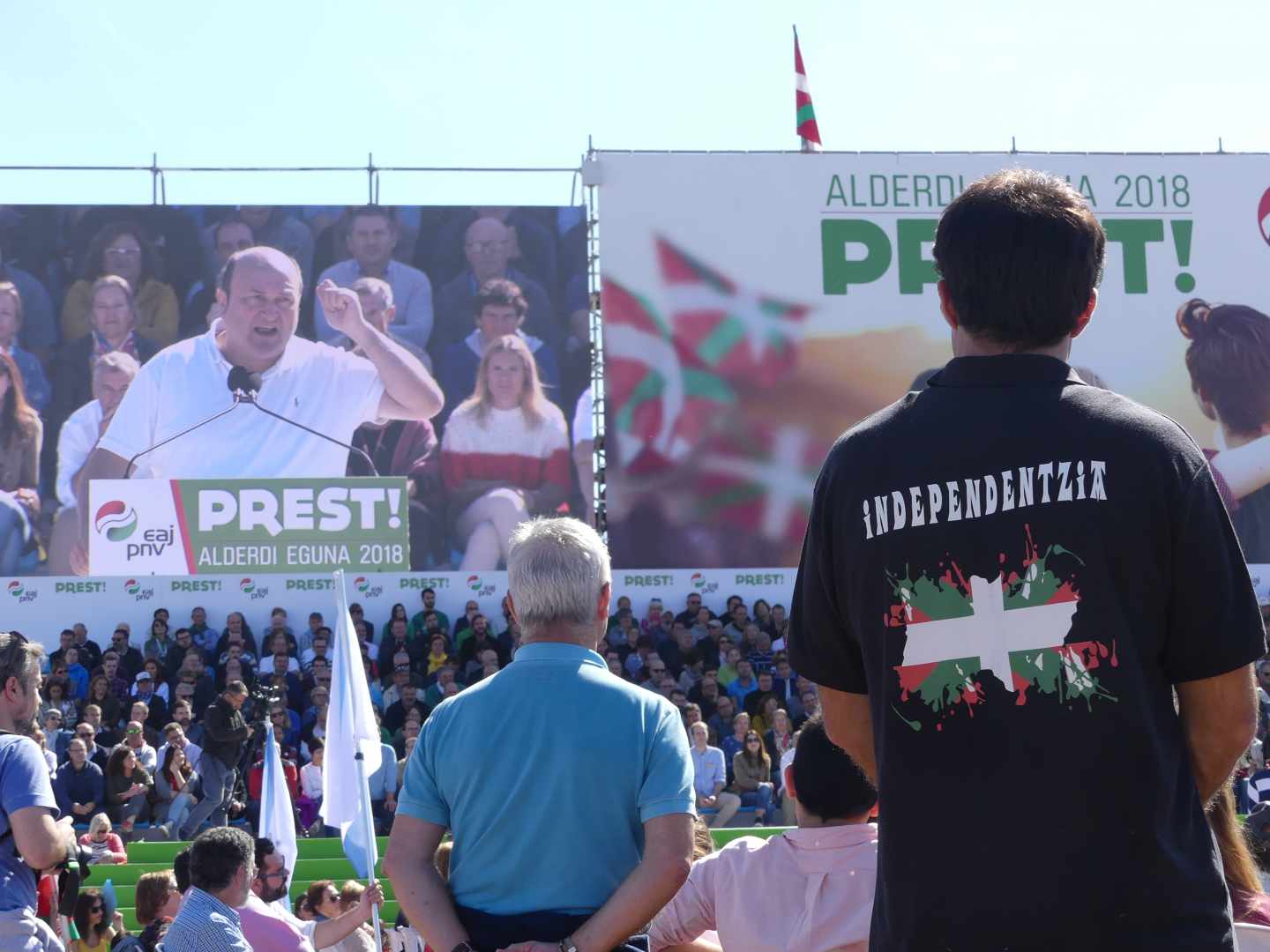 El presidente del PNV, Andoni Ortuzar, durante su intervenión en el pasado 'Alderdi Eguna' (Día del partido).