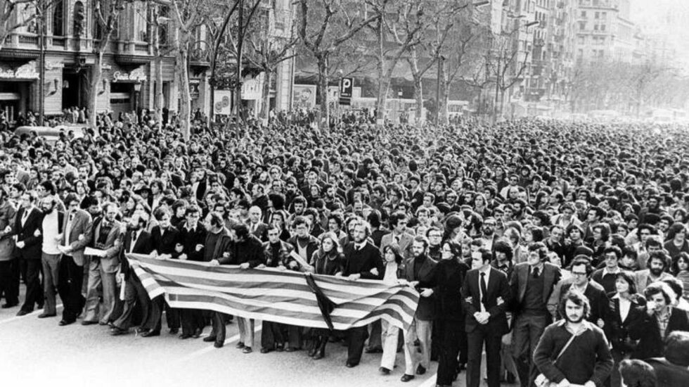 Manifestación en Madrid por la matanza de Atocha, en 1977.