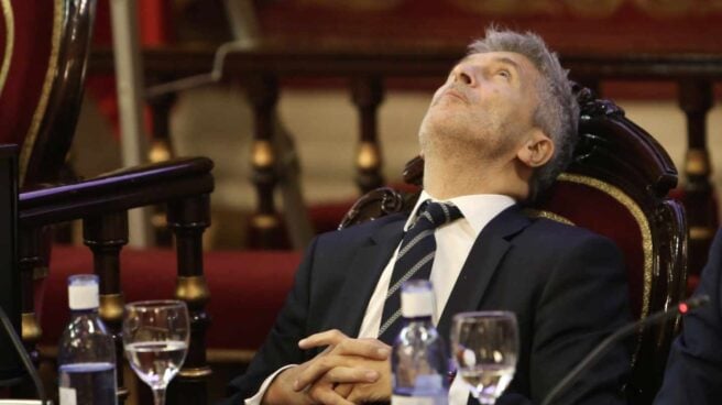 Policías urgen a Interior a habilitar el pago de la equiparación por el posible adelanto electoral El ministro del Interior, Fernando Grande-Marlaska, en una comparecencia pública.