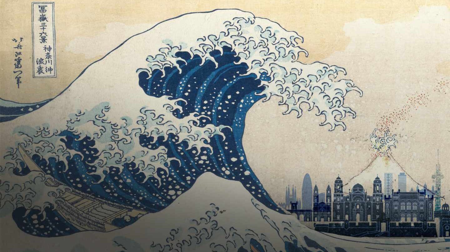 Reinterpretación del tsunami de Katsushika Hokusai