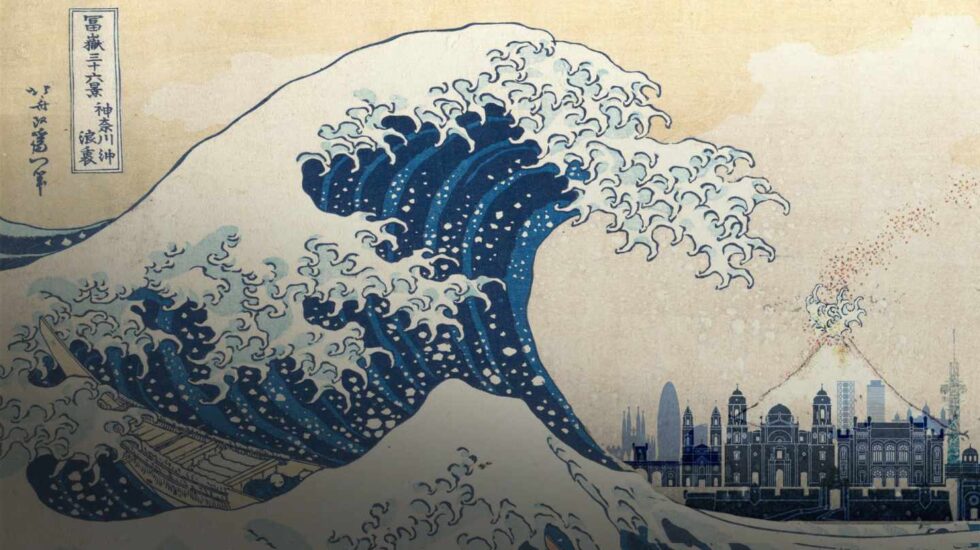 Reinterpretación del tsunami de Katsushika Hokusai