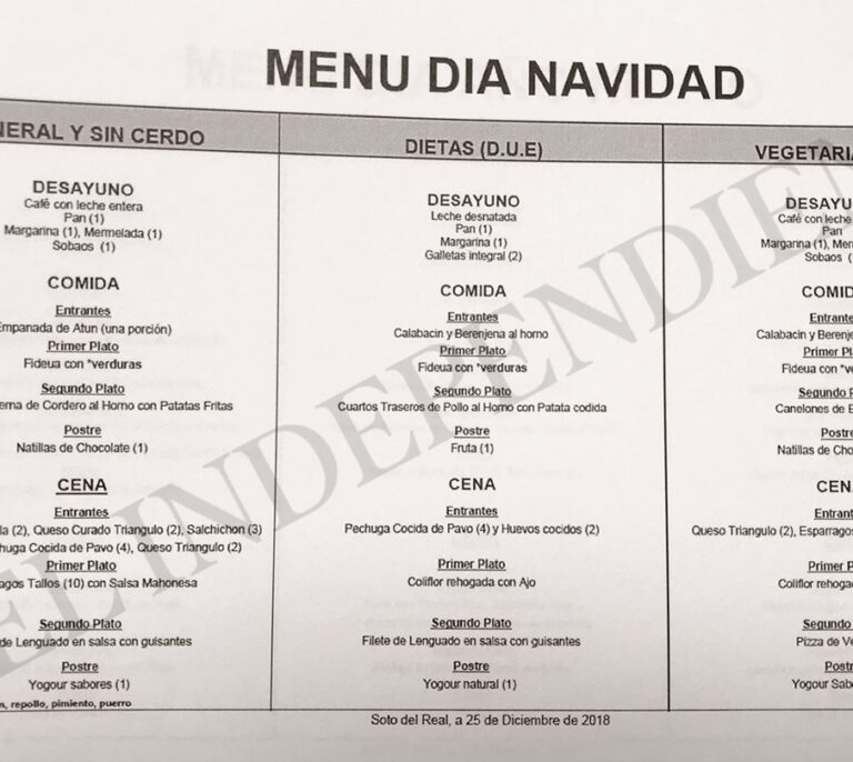 Pierna de cordero y natillas de chocolate, primer menú de Navidad de Rato en prisión