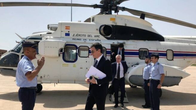 Pedro Sánchez, el pasado mes de noviembre en un traslado en helicóptero.