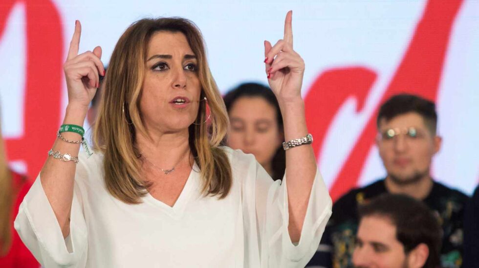 Susana Díaz, presidenta de la Junta de Andalucía en funciones, durante un acto en la última campaña electoral.