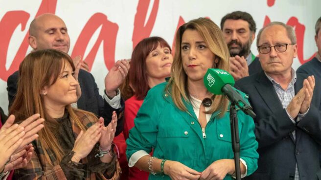Susana Díaz, durante su comparecencia. Susana Díaz, durante su comparecencia.