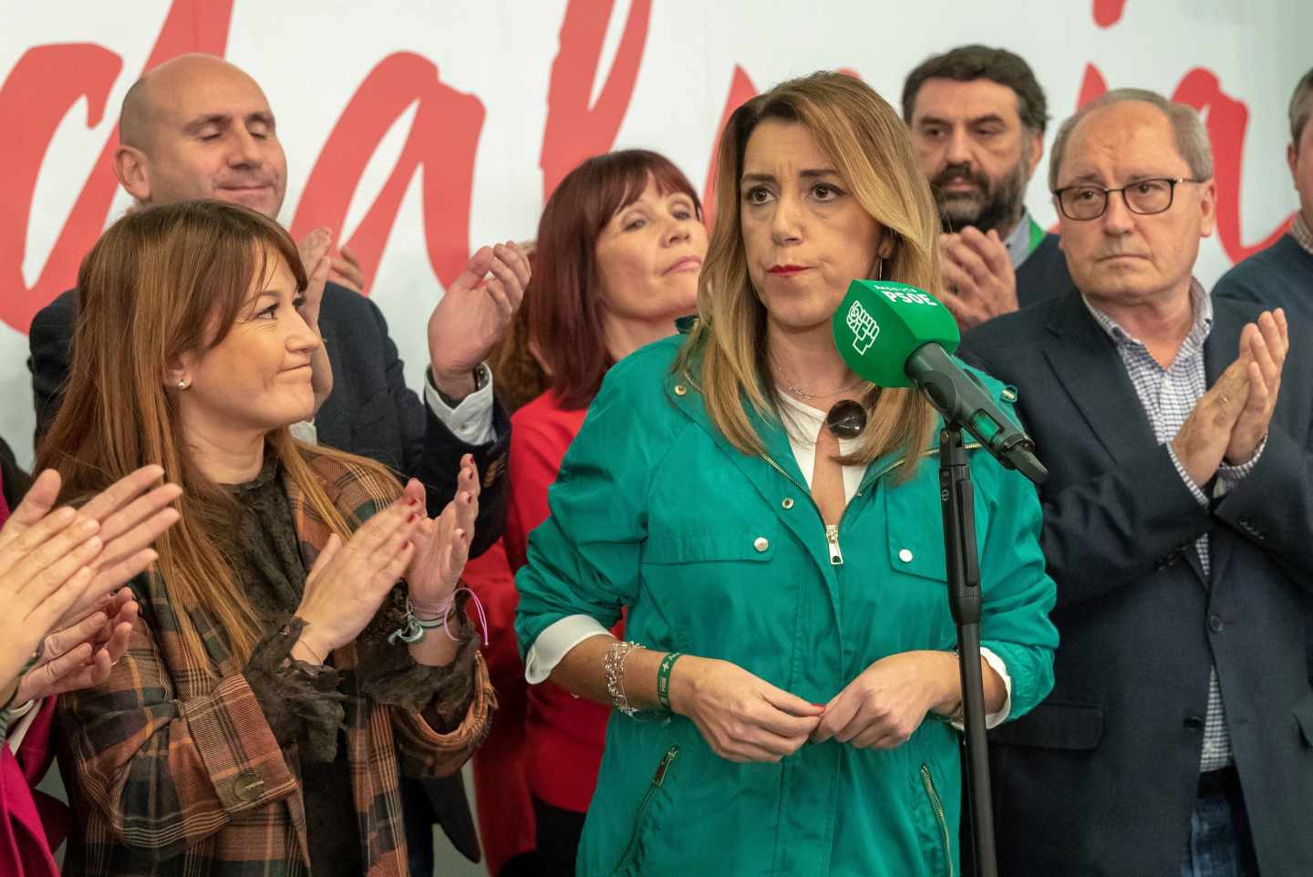 Susana Díaz, durante su comparecencia.