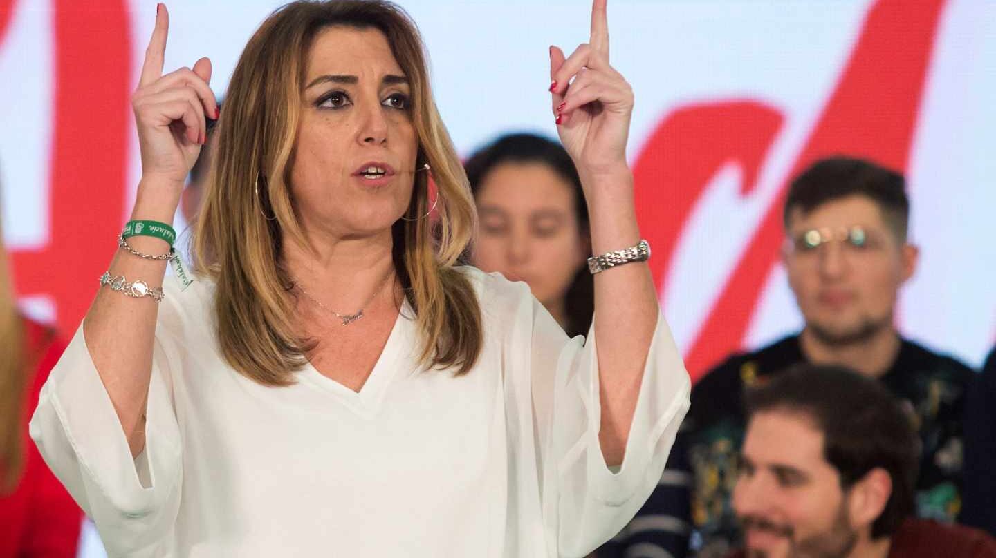 Susana Díaz, presidenta de la Junta de Andalucía en funciones, durante un acto en la última campaña electoral.