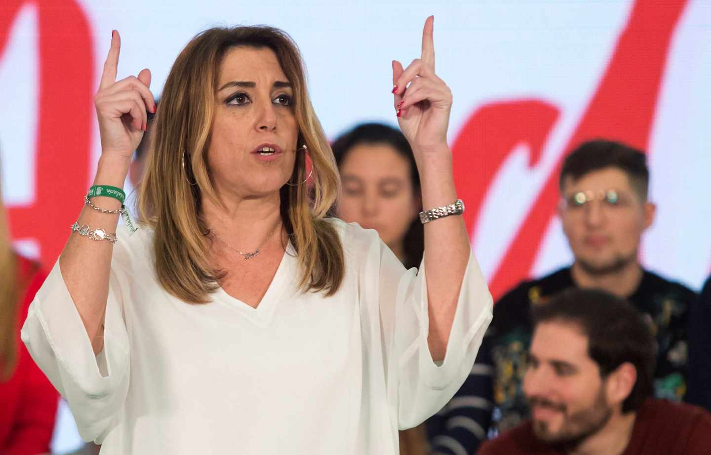 Susana Díaz, presidenta de la Junta de Andalucía en funciones, durante un acto en la última campaña electoral.