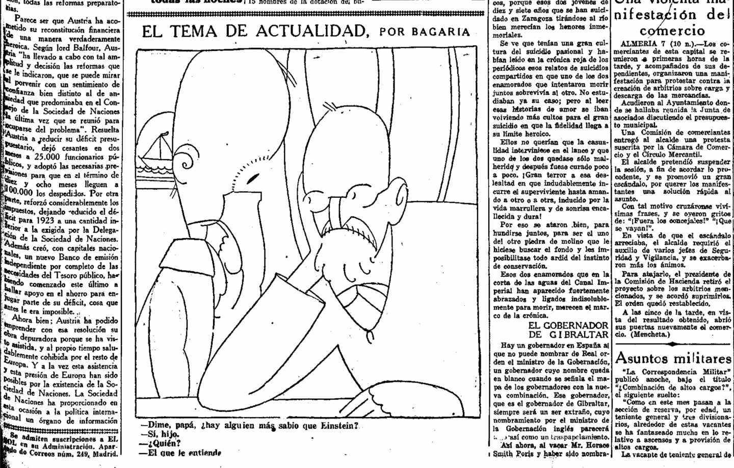 Viñeta de Bagaría de 1923 sobre Einstein