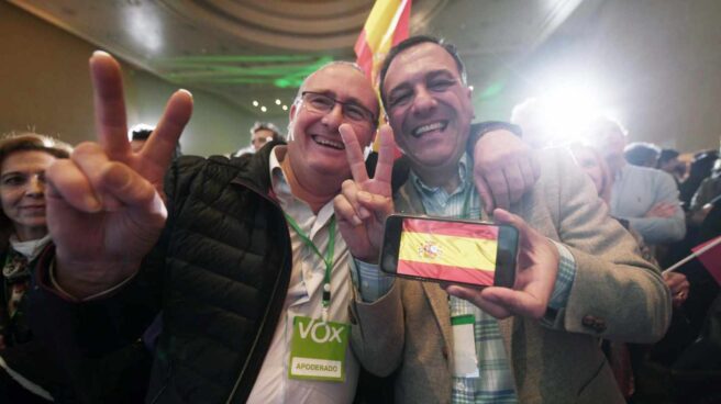 vox_senado Simpatizantes de Vox celebran el resultado en las elecciones andaluzas.