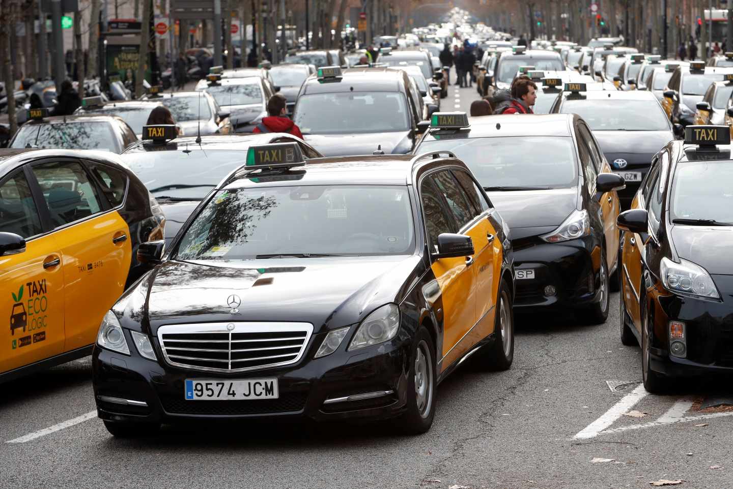 Huelga del taxi en Barcelona.