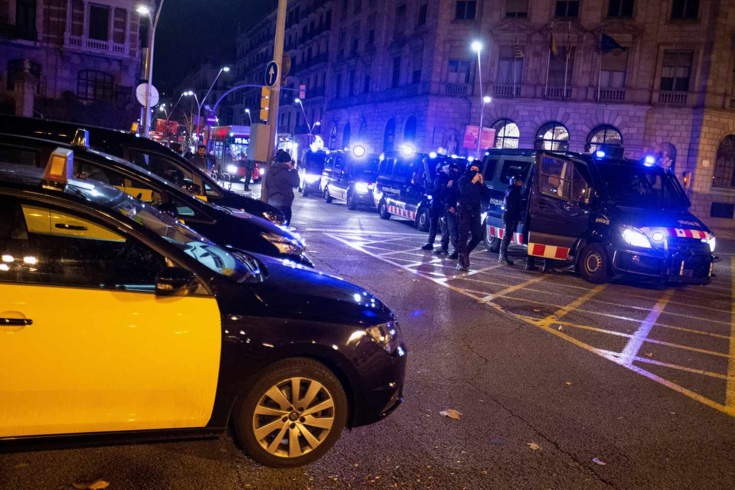 Huelga de taxis en Barcelona.